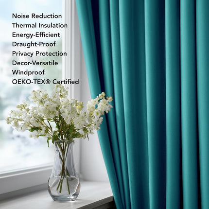 Deconovo Turquoise Curtains, Room Darkening Window Treatments, Thermal Curtains for Living Room, Bedroom (Turquoise, 52x72 Inch, 2 Panels)