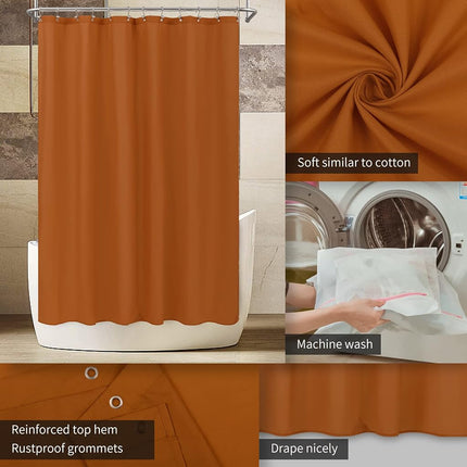 Alyvia Spring Extra Long Fabric Shower Curtain, Waterproof, Soft and Lightweight, XL Shower Curtain with 3 Magnets, Machine Washable, 72 x 84 Inch, Burnt Orange