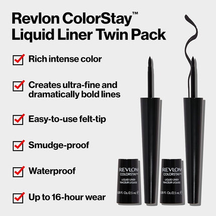 Revlon ColorStay Liquid Liner Twin Pack, Blackest Black, 0.08 Fluid Ounce