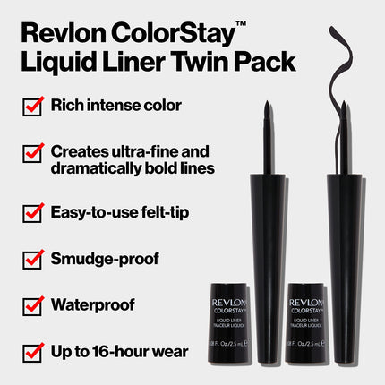 Revlon ColorStay Liquid Liner Twin Pack, Blackest Black, 0.08 Fluid Ounce