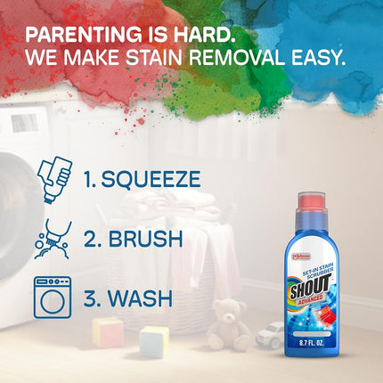 Shout Advanced Stain Remover for Clothes with Scrubber Brush, 8.7 oz
