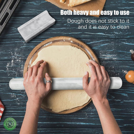HESHIBI Marble Rolling Pin with Stand, 15.7" White Stone, Non Stick