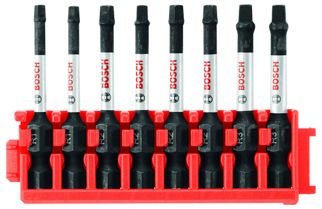 BOSCH CCSSQV208 8-Piece Assorted Set 2 in. Impact Tough Square Power Bits with Clip for Custom Case System
