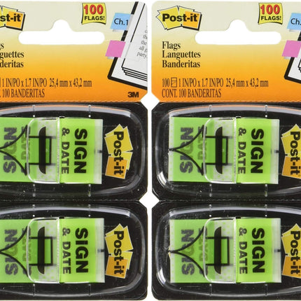 Post-it 680SD2 Sign and Date Message Flag, 1"x1-3/
