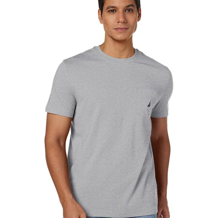 Nautica Men's Solid Crew Neck Short Sleeve Pocket 