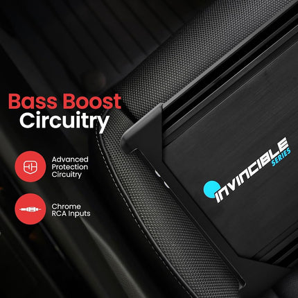 Amplificateur MOSFET Pyle 3000 W – Amplificateur audio de voiture monocanal, amplificateur mono de classe AB avec filtre passe-bas, amplification des basses, protection contre les courts-circuits, bornes RCA, design compact (31,4 x 20,6 x 5,8 cm)