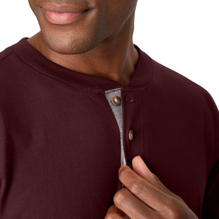 Hanes Men's T-Shirts, Men's BeefyT Henley Shirts, Men's Cotton Long Sleeve Shirts, Mulled Berry, XXL