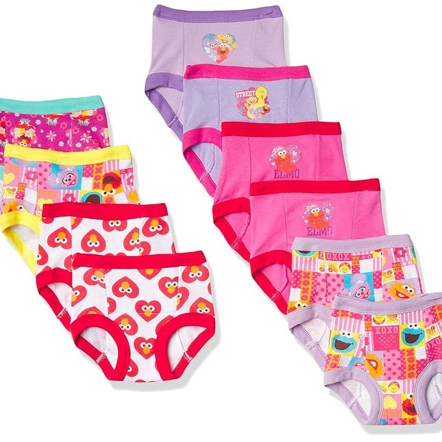 Sesame Street Unisex Toddler Potty Training Pants with Elmo, Cookie Monster and Big Bird with Stickers & Success Chart, 10-pack Training Pant_b, 4T