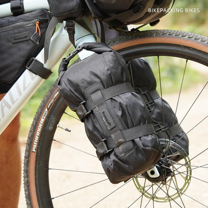 Rhinowalk Bike Front Fork Bag Waterproof Bike Pannier Saddle Bag 6.5L for E-Scooter Mountain Bike Road Bike Accessories-Black(1 pcs)