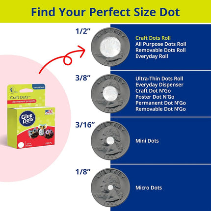Glue Dots Craft Roll, Contains 200 (.5 Inch) Adhesive Craft Dots (08165)