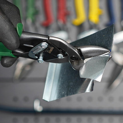 MIDWEST Aviation Snip - Straight Cut Offset Tin Cutting Shears with Forged Blade & KUSH'N-POWER Comfort Grips - MWT-6510S