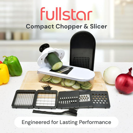 fullstar Vegetable Chopper - Cutter, Food Chopper, Veggie Onion with Container, Slicer, Mandoline Slicer 6 Inserts, Gray (FSCH0051)