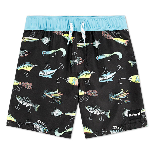 Hurley Boys' Pull on Swim Trunks, Black/Allure, 5