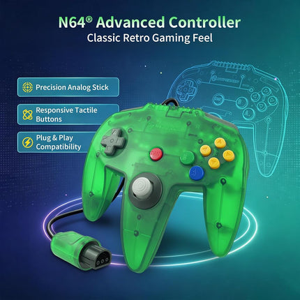 Hyperkin "Captain" Premium Controller for N64 (Lime Green) - Nintendo 64