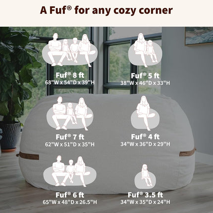 Big Joe 0000655LDS Black XL Fuf Lenox Foam Filled Bean Bag Chair with Liner and Removable Cover, Extra Large with Remvovable