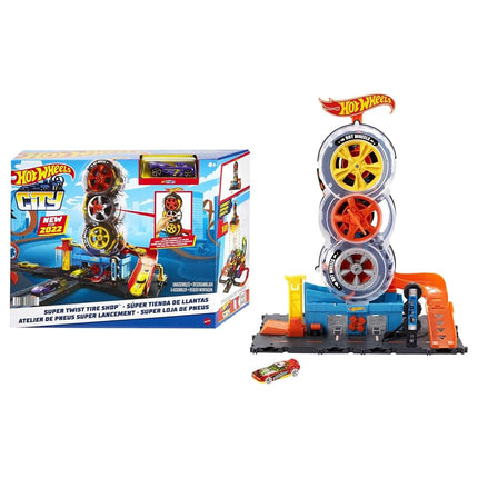 Hot Wheels City Super Twist Tire Shop Playset & Toy Car