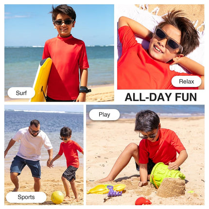 Kanu Surf Boys' Fiji UPF 50 Sun Protective Rashguard, Red, 5T