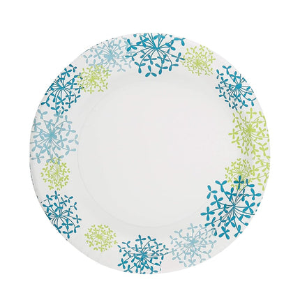 Glad Round Disposable Paper Plates for All Occasions | Soak Proof, Cut Proof, Microwaveable Heavy Duty Disposable Plates | 10" Diameter, 600 Count Bulk Paper Plates,Blue,White