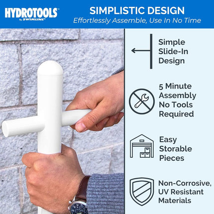 SWIMLINE HYDROTOOLS 89032 Free Standing Poolside Adjustable-Towel Rack with Water Weighted Base Three Arms Tier for Outdoors & Indoors Pool Patio Bathroom Poolside Accessory Holder Bar Drying-Stand