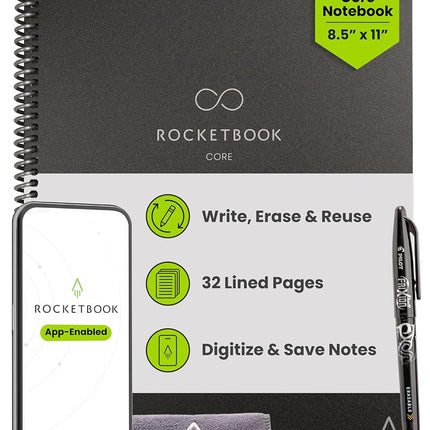Rocketbook New Core Reusable Spiral Notebook, Lett