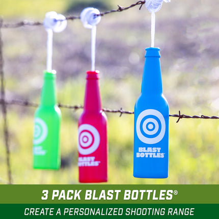 GoSports Outdoors Botellas explosivas – Paquete de 3 – Blancos irrompibles con cuerda para práctica de tiro, ideales para campos de tiro interiores y exteriores