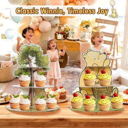 Lopeastar 2Pcs Classic Winnie Bear Baby Shower Birthday Decorations Cupcake Stands