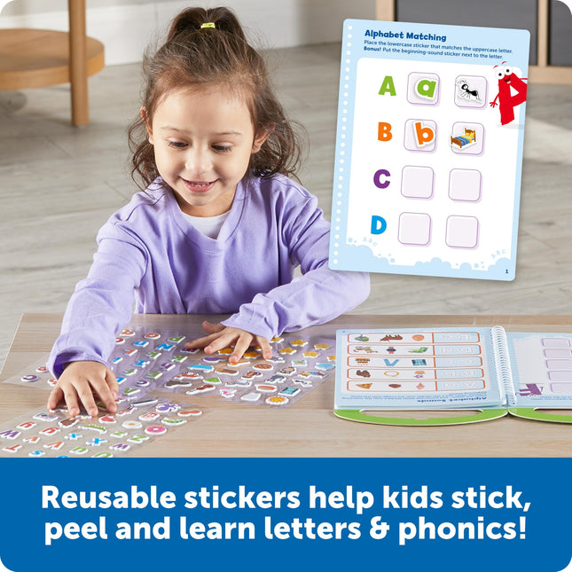 Learning Resources Skill Builders Smart Stickers Letters & Phonics, Alphabet Stickers, Reusable Sticker Book, Preschool Classroom Must Haves, Montessori busy books, Homeschool Learning, Ages 3+