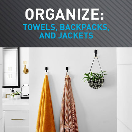 3M CLAW 15 lb. 2 Drywall Black Hooks & 2 Extra Picture Hangers, Heavyweight Hanging Solution for Backpacks, Jackets, Pictures and Room Decor, Cute Wall Hooks - 4 Pack