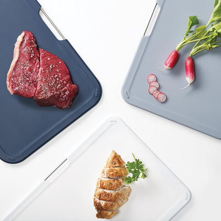 Joseph Joseph Nest Large 3-Piece Colour coded Chopping Board Set with Storage Stand, Large - Grey
