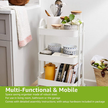Amazon Basics 3-Tier Rolling Utility or Kitchen Cart - White