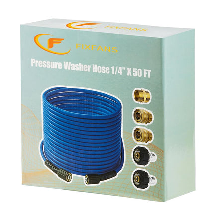 FIXFANS Pressure Washer Hose 15M X 1/4", Kink Resistant Power Washer Hose