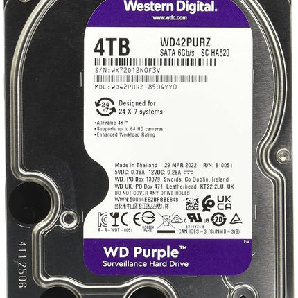 WD PURPLE 4000GB 256MB 3.5IN SATA 6GB/S 5400 RPM