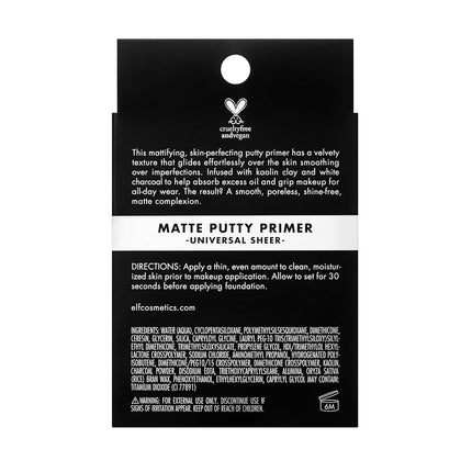 e.l.f, Matte Putty Primer, Skin Perfecting, Lightweight, Oil-free formula, Mattifies, Absorbs Excess Oil, Fills in Pores and Fine Lines, Soft, Matte Finish, All-Day Wear, 21g