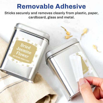 Avery Matte White Removable Arched Square Labels with Sure Feed Technology, Print-to-The-Edge, 2" x 2-3/16", 1,200 Removable Labels, Laser/Inkjet Printable Labels