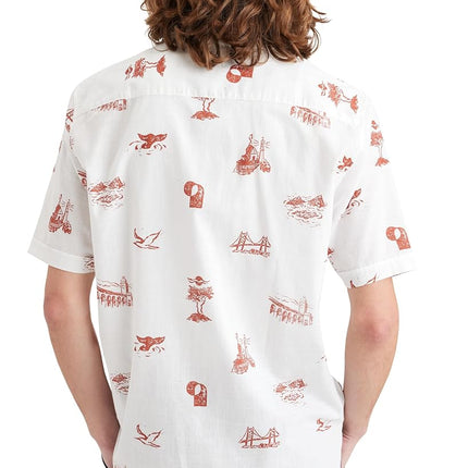 Dockers Mens Short Sleeve Camp Collar Shirt (Regular and Big & Tall), Lucent White - Station (Slub), Medium