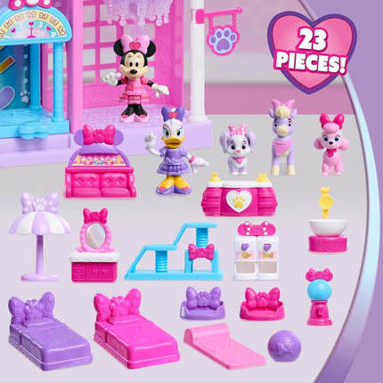 Just Play Disney Jr. Minnie Mouse Pet Hotel Playset, 23-piece Hotel Set, 51 cm Tall Playset, Ages 3 and Up