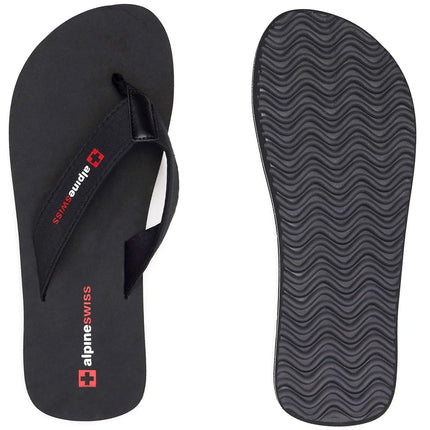 alpine swiss Mens Flip Flops Beach Sandals EVA Sole Comfort Thongs Obsidian Black 13 M US