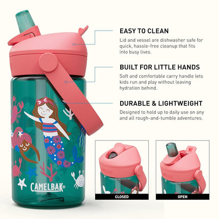 Camelbak Thrive Flip Straw Kids 415 ml – sport bottle – leak-proof – child-friendly size – easy drinking closure – ideal for on the go – Mermaid Friends, size: OS