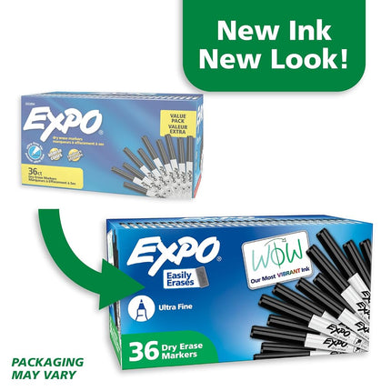Expo Low Odor Dry Erase Markers, Ultra Fine Tip, Black, 36 Count