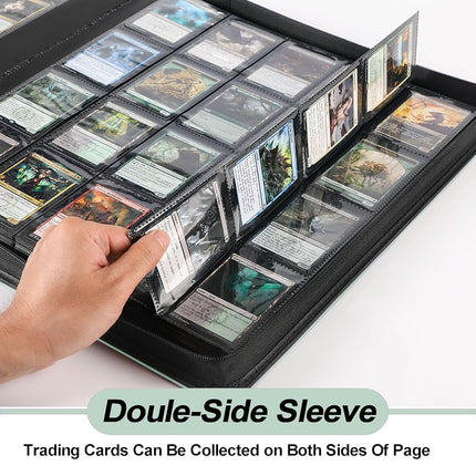 Premium 2000 Pocket Card Binder - 20 Pocket Trading Card Binder with Sleeves Fits 2000 Cards, Ringless Card Album for TCG - Model A，Asakusa Green