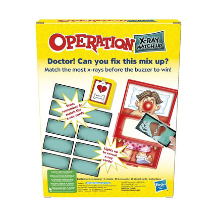 Hasbro Gaming Operation X-Ray Match Up Board Game for 2 or More Players, Matching Game for Kids Ages 4 and Up, with Lights and Sounds,Red