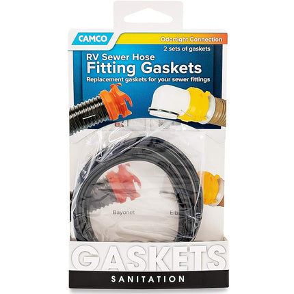 Camco Sewer Hose Replacement Gasket - Replacement Gaskets for RV Sewer Fittings to Ensure an Odor Tight Seal | Two Bayonet & Two 4-in-1 Gaskets - 4 Pack (39834), Black
