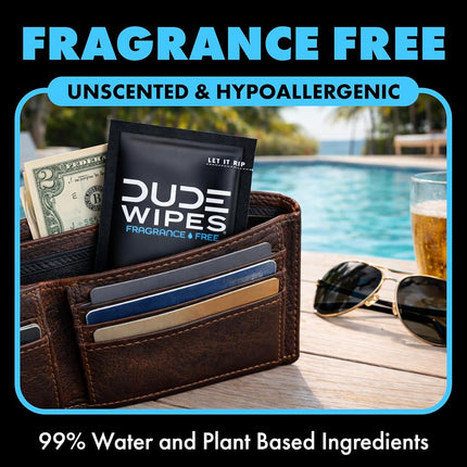 DUDE Wipes Flushable Wet Wipes 30 Wipes, Individually Wrapped for Travel, Unscented Wet Wipes with Vitamin-E & Aloe, Septic and Sewer Safe