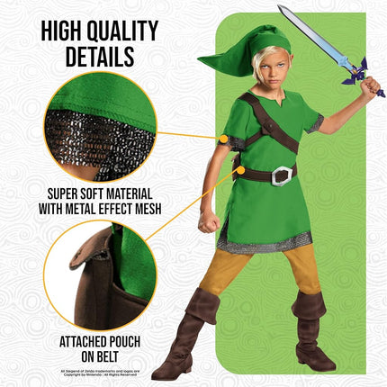 Disguise Nintendo Link Zelda Costume Kids, Elf Costume For Kids Size S