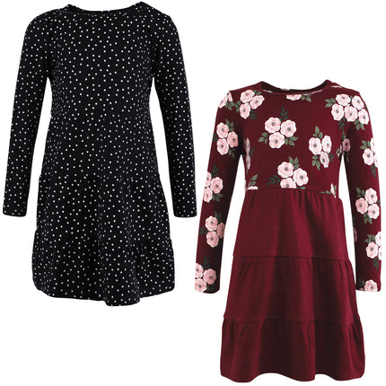Hudson Baby Baby Girls' Cotton Dresses, Burgundy F