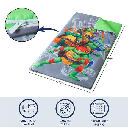 Teenage Mutant Ninja Turtles: Mutant Mayhem Slumber Set with Sleeping Bag & Sling Bag, Comfortable Kids Sleepover & Travel Set