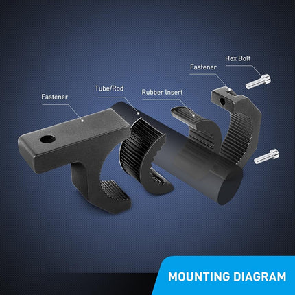 Nilight - 90020D 4PCS Mounting Bracket Kit LED Off-Road Light Horizontal Bar Tube Clamp Roof Roll Cage Holder, Black
