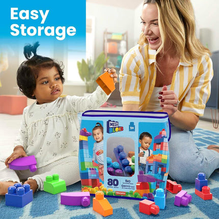 MEGA BLOKS First Builders Big Building Bag Toddler Blocks Toy Blue