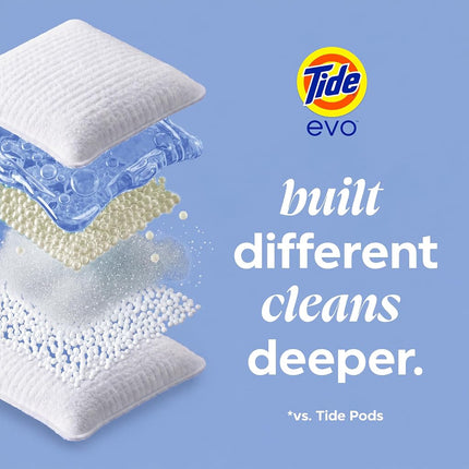 Tide evo Laundry Detergent Free & Gentle Concentrated Laundry Travel Detergent and Instant Dissolve Fights Stains Better than Leading Detergent Sheet, 16 Count