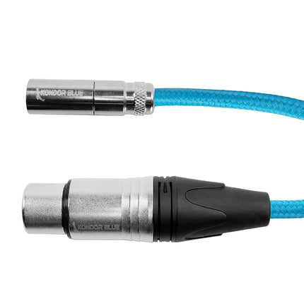 KONDOR BLUE | 16" Mini XLR to XLR Cable for BMPCC 6K Pro/C70 Camera | Nylon Braided, & Ultra-Durable with Reinforced Connectors | Blue